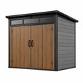 Abri de jardin 191 cm x 121 cm x 188 cm en panneaux composites brun et noir avec portes doubles