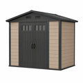 Abri de jardin 185 x 109 x 132 cm en résine beige et anthracite avec double porte ventilée
