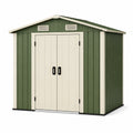 Abri de jardin 213 x 130 x 173 cm en métal vert et beige à double porte ventilée
