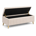Banc de rangement 120 x 45 x 50 cm en tissu beige style contemporain capitonné
