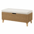 Banc de rangement 100 x 40 x 50 cm en rotin naturel beige avec coussin style bohème