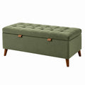 Banc coffre de rangement 110 x 45 x 48 cm en velours vert style capitonné