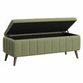 Banc coffre 120 x 45 x 48 cm en tissu vert olive avec rangement style contemporain