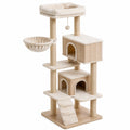 Arbre à chat 60 x 60 x 170 cm en sisal beige avec niches plateformes et hamac