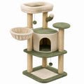 Arbre à chat 60 x 60 x 145 cm en sisal beige et vert avec niches plateformes et griffoirs