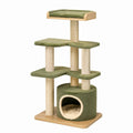 Arbre à chat 60 x 50 x 145 cm en bois vert avec poteaux à griffer et niche