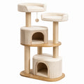 Arbre à chat 60 x 50 x 145 cm en bois crème avec griffoirs en sisal et niches