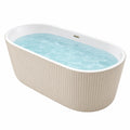 Baignoire îlot 170 x 75 cm en acrylique blanc cassé - design ovale rainuré