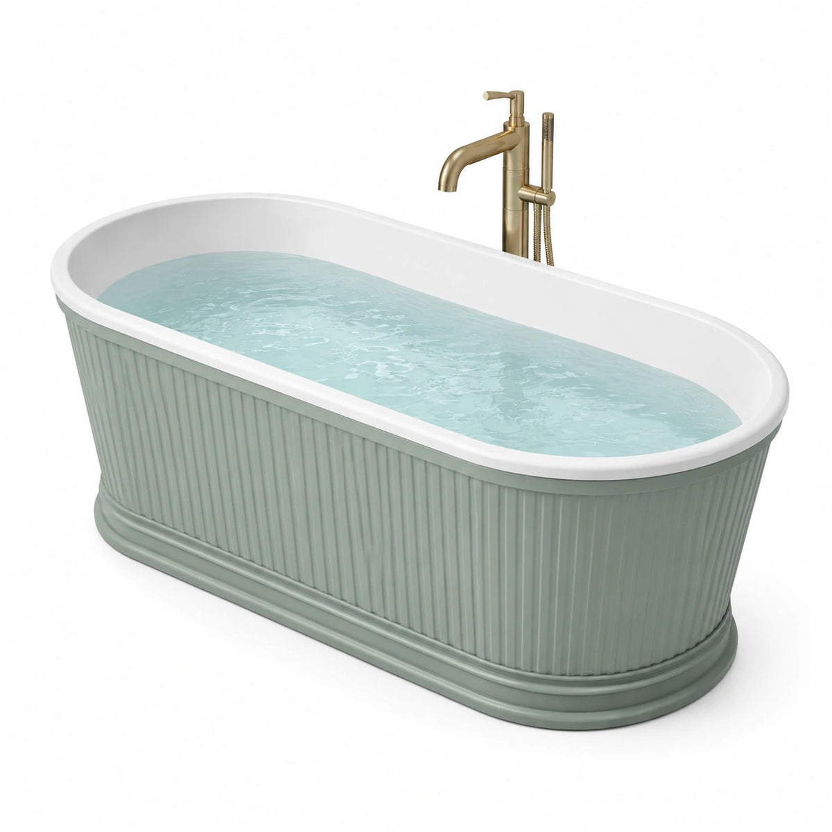 Baignoire îlot 170 x 75 cm acrylique vert sauge style classique