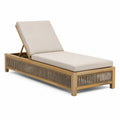 Chaise longue de jardin 200 x 70 cm en bois naturel et corde beige avec dossier réglable