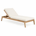 Bain de soleil 200 x 70 cm en bois naturel beige avec dossier réglable