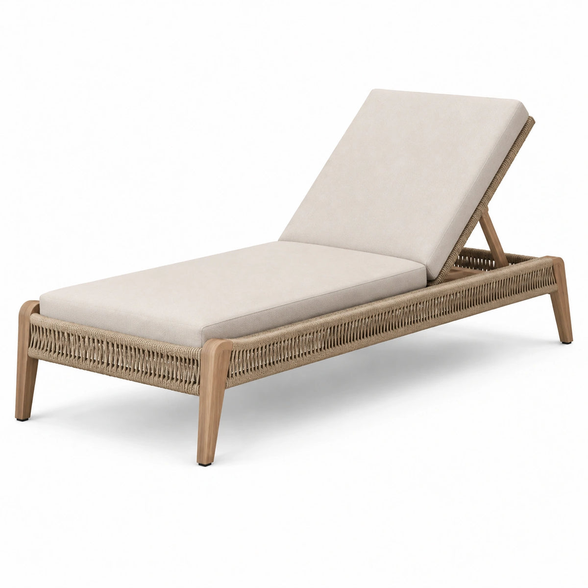 Chaise longue de jardin 200 x 70 cm en bois beige avec dossier réglable