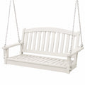 Balancelle de jardin 120 x 65 x 55 cm en bois blanc avec chaînes métalliques