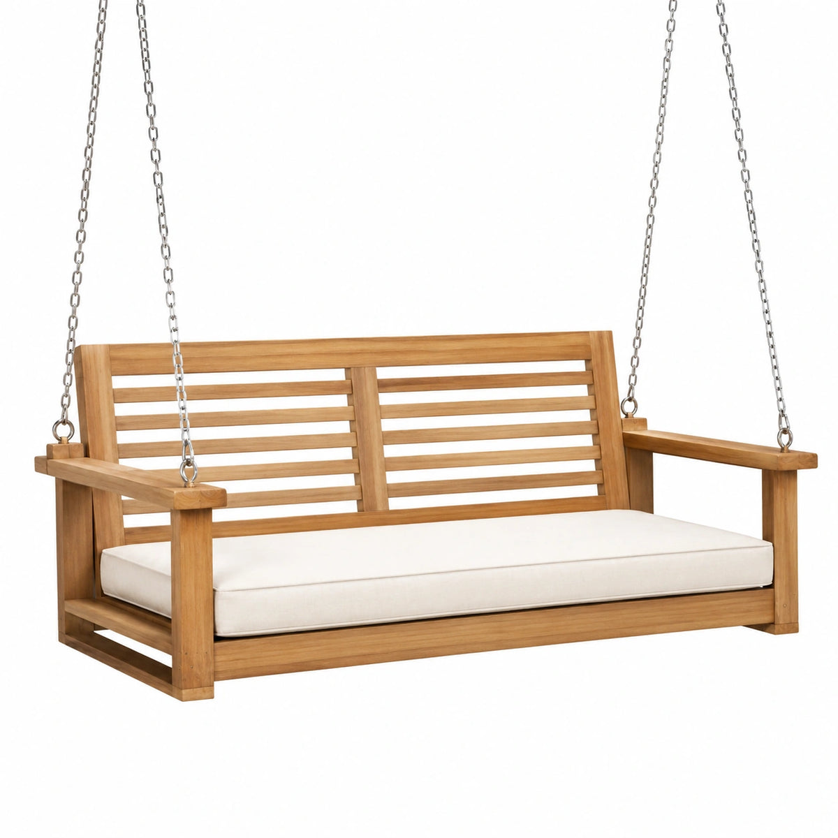 Balancelle de jardin 120 x 65 x 60 cm en bois massif naturel avec assise rembourrée