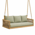 Balancelle suspendue 180 x 80 x 70 cm en bois et corde vert kaki style bohème pour extérieur