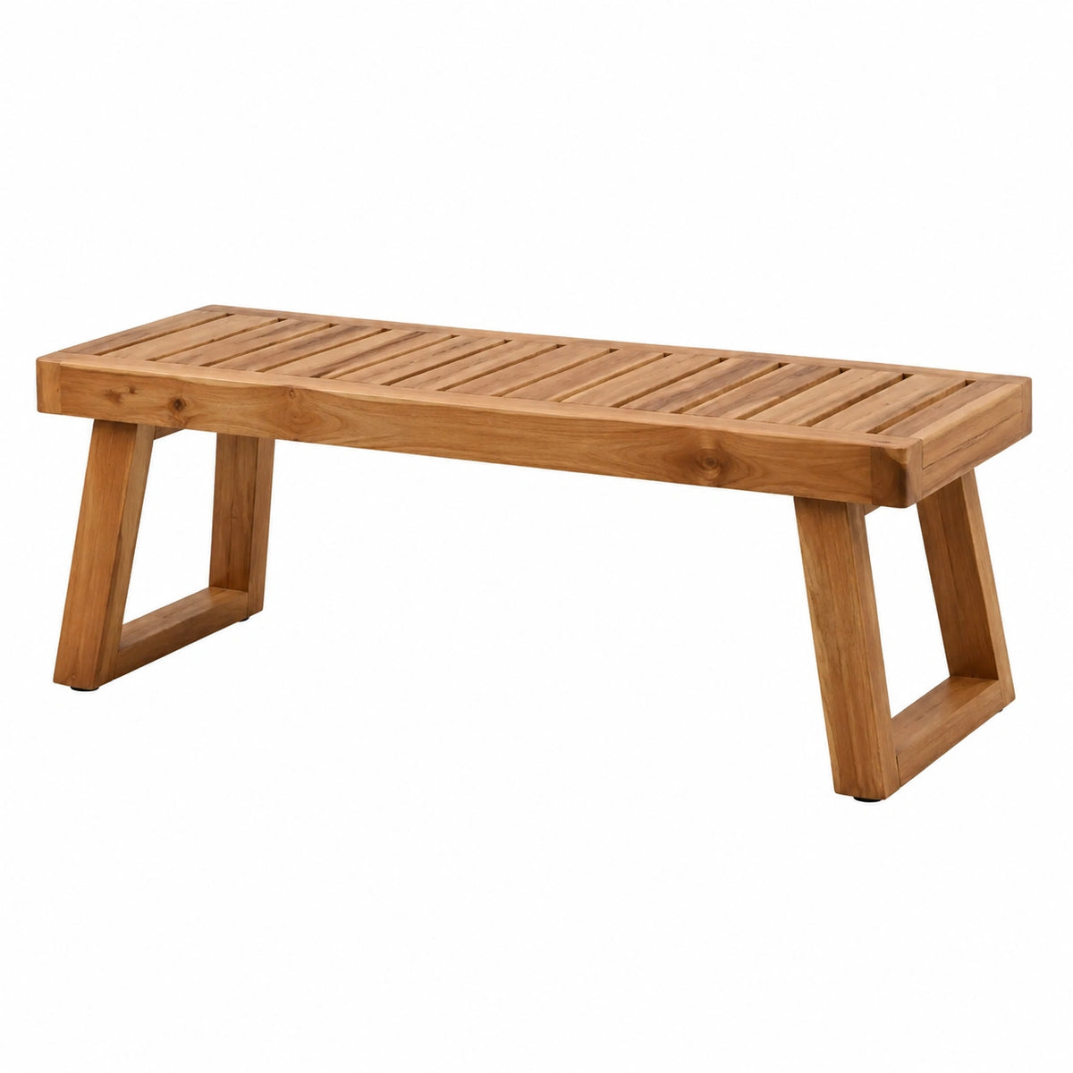 Banc de jardin 120 x 35 x 45 cm en bois massif marron à lattes style contemporain