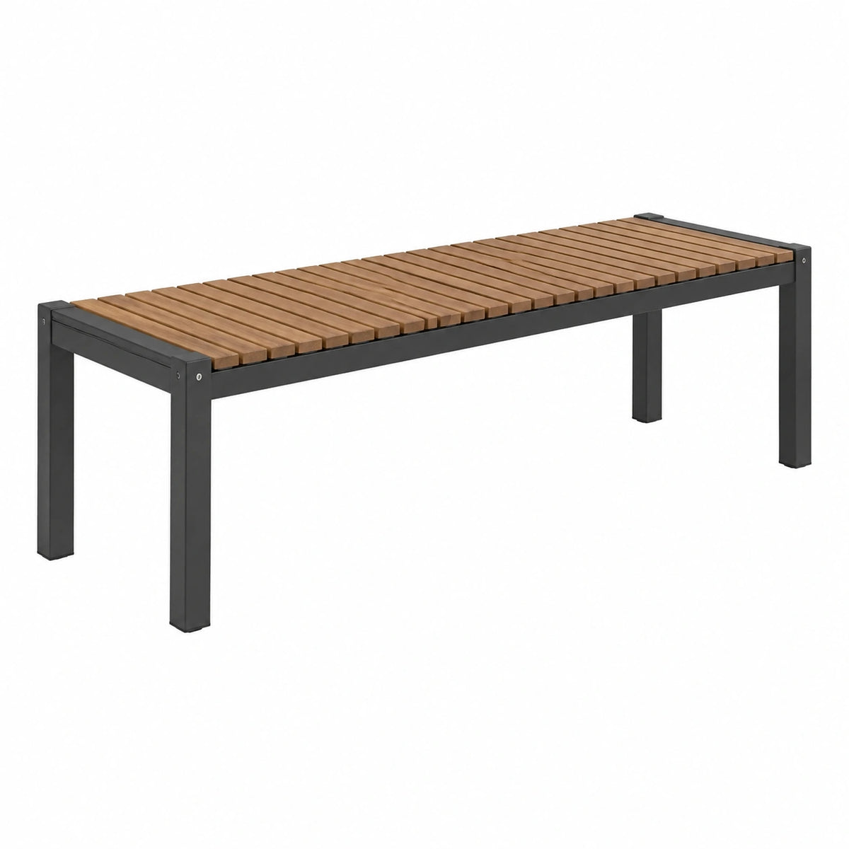 Banc de jardin 180 x 35 x 45 cm en bois et métal noir/marron style contemporain