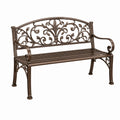 Banc de jardin 122 cm en métal brun style classique à deux places