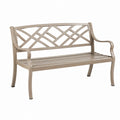Banc de jardin 122 x 61 x 91 cm en métal taupe à dossier ajouré
