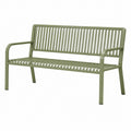 Banc de jardin 120 cm en métal vert à lattes avec accoudoirs