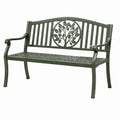 Banc de jardin 127 x 62 x 90 cm en métal vert avec accoudoirs style classique