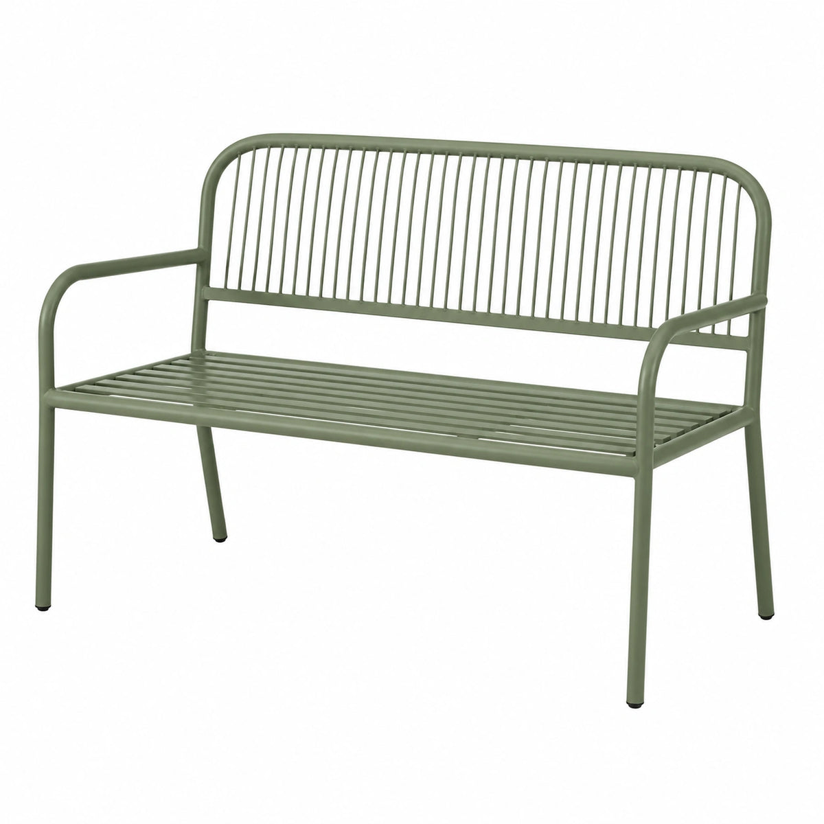 Banc de jardin 120 x 60 x 85 cm en acier vert avec accoudoirs